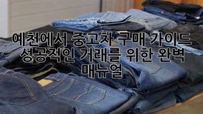 예천에서 중고차 구매 가이드: 성공적인 거래를 위한 완벽 매뉴얼